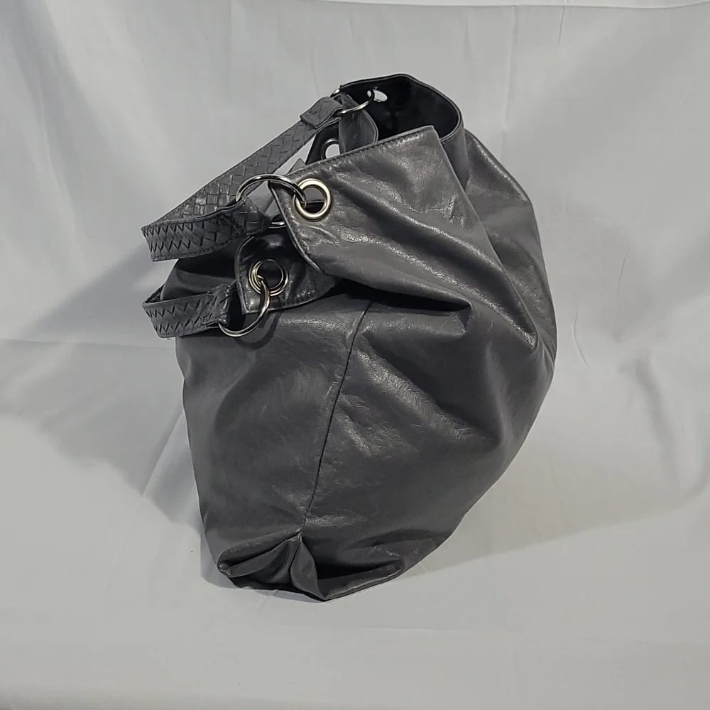 2 Large Hobo Style Bags Grey and Tan Faux Leather (Unbranded) - Picture 5 of 7